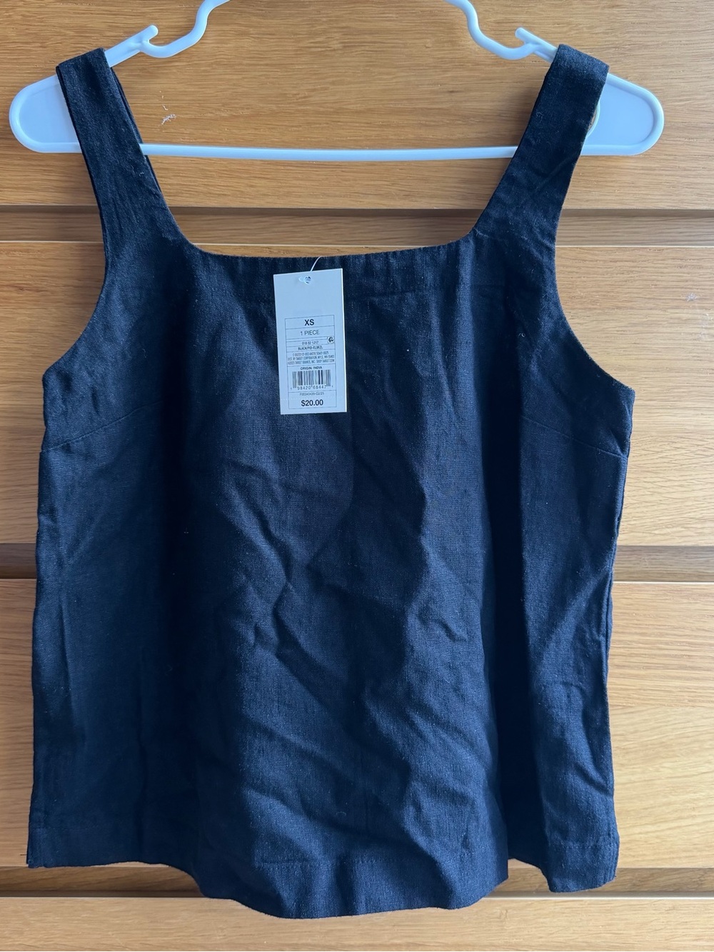 A New Day NWT Black Square-Neck Linen-Blend Tank Top - Women XS